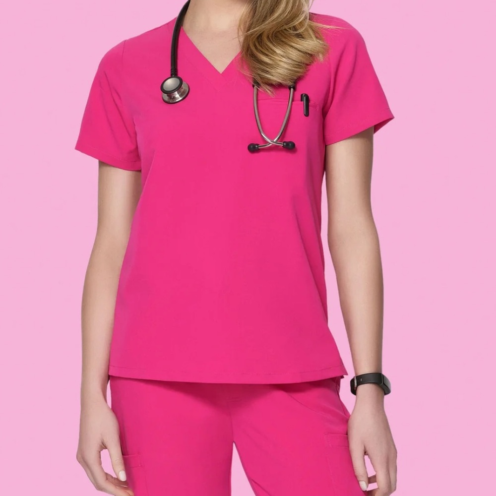 Mandala Scrubs One Pocket Top in Hot Pink (small)